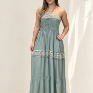 Vestido Longo Tomara que Caia Bordado Boho