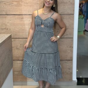 Vestido Longo Listrado