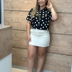 Blusa Cropped Poá Elegance
