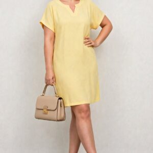 Vestido Midi Amarelo Plus Size
