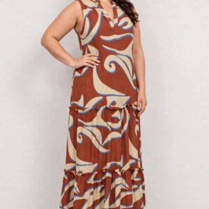 Vestido Longo Ondas Terracota