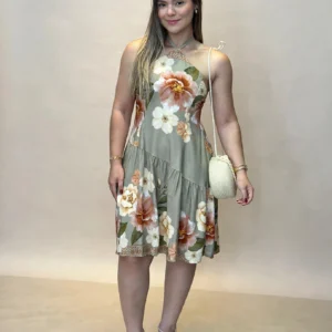 Vestido Curto Floral Halter Aurora