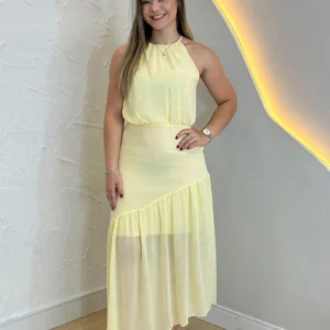 Vestido Longo Aurora Amarelo Manteiga