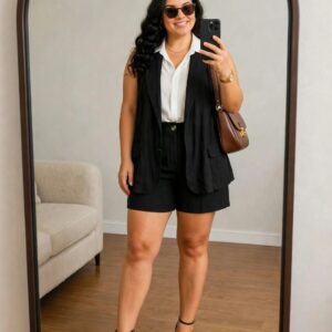 Conjunto Black - Colete + Short Plus Size